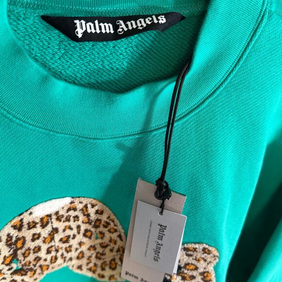 •NEW• Palm Angels Leopard Kill The Bear Green Crew Sweat • Medium (oversized) - Picture 15 of 16